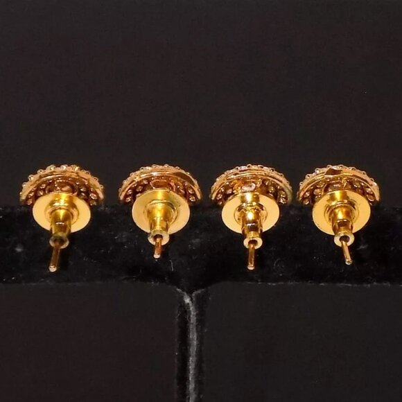 Lot of 3 Pairs NIC Saloni 23.5K Gold Plated Crystal Studded & Doll Top Earrings - Picture 7 of 12